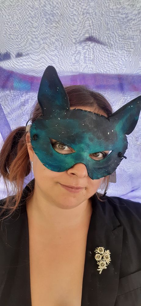 10% Sale on Ready to Ship Leather Night Sky Wolf Mask 